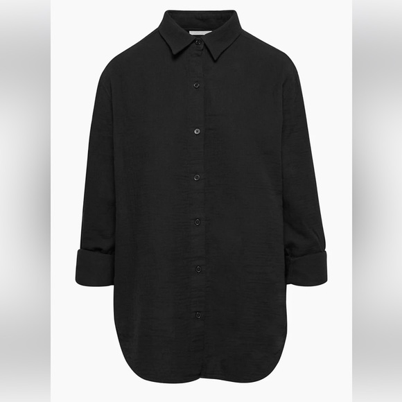 Aritzia Little Moon Sail Button-down Shirt in Black 100% organic gauzy cotton - Picture 6 of 8